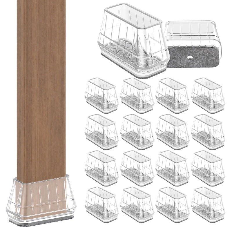 Violibar 24PCS Rectangular Chair Leg Floor Protectors for Hardwood Floors, Thicken Rubber Chair Leg Cap Covers, Non Slip Furniture Leg Pads to Protect Wood Tile Floors from Scratches and Reduce Noise - Image 1